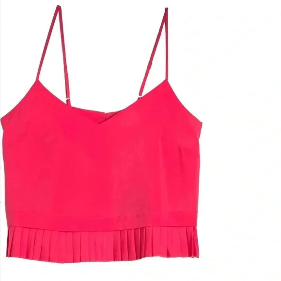 French Connection Crepe Pleated Tank Sleeveless Flounce Hem - Picture 2 of 9